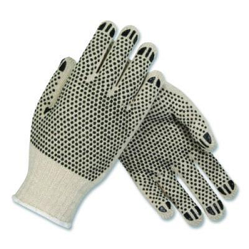 PIP PVC-Dotted Cotton/Polyester Work Gloves, Reversible, Small, Beige/Black, 12 Pairs (36110PDDS)