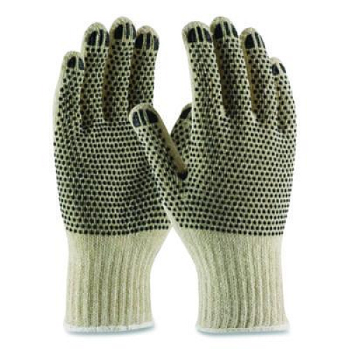 PIP PVC-Dotted Cotton/Polyester Work Gloves, Reversible, Large, Beige/Black, 12 Pairs (36110PDDL)