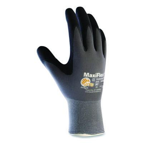 MaxiFlex Ultimate Seamless Knit Nylon Gloves, Nitrile MicroFoam Grip: Palm/Fingers/Knuckles, EN388: 4131, Large, Gray, 12 Pairs (34875L)