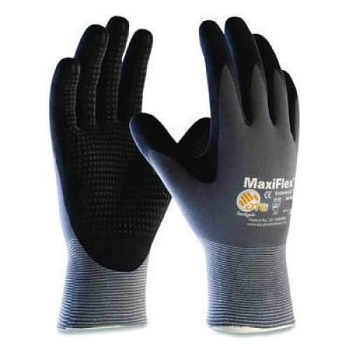 MaxiFlex Ultimate Seamless Knit Nylon Gloves, Nitrile MicroFoam Grip: Palm/Fingers/Knuckles, EN388: 4131, Large, Gray, 12 Pairs (34875L)