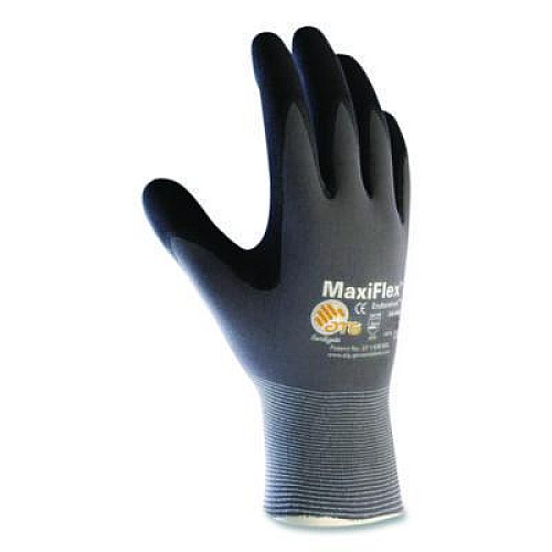 MaxiFlex Ultimate Seamless Knit Nylon Gloves, Nitrile MicroFoam Grip: Palm/Fingers, EN388: 4131, Large, Gray, 12 Pairs (34874L)