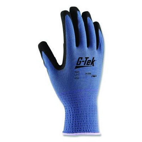 G-Tek GP Nitrile-Coated Nylon Gloves, EN388: 4121, 10" Long, X-Large, Blue/Black, 12 Pairs (34500XL)