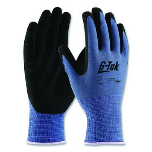 G-Tek GP Nitrile-Coated Nylon Gloves, EN388: 4121, 10" Long, X-Large, Blue/Black, 12 Pairs (34500XL)