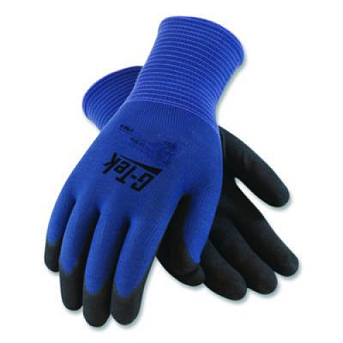 G-Tek GP Nitrile-Coated Nylon Gloves, EN388: 4121, 10" Long, Small, Blue/Black, 12 Pairs (34500S)