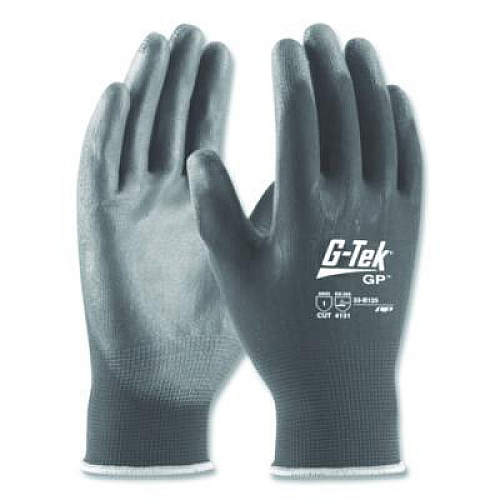 G-Tek GP Polyurethane-Coated Nylon Gloves, EN388: 1111, 10" Long, Small, Gray, 12 Pairs (33G125S)