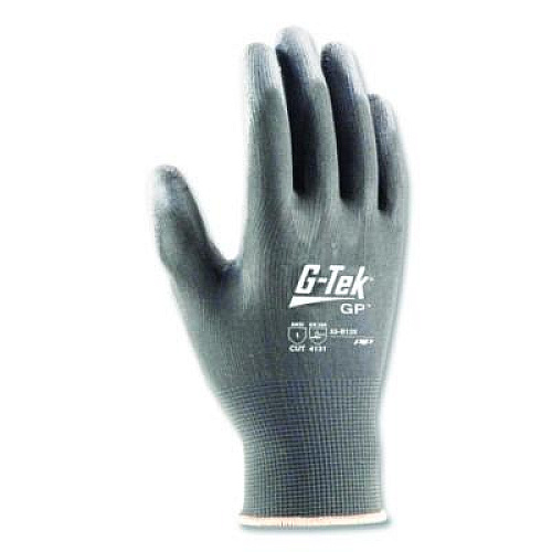 G-Tek GP Polyurethane-Coated Nylon Gloves, EN388: 1111, 10" Long, Large, Gray, 12 Pairs (33G125L)