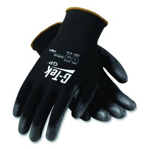 G-Tek GP Polyurethane-Coated Nylon Gloves, EN388: 1111, 10" Long, X-Large, Black, 12 Pairs (33B125XL)