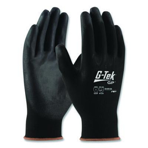 G-Tek GP Polyurethane-Coated Nylon Gloves, EN388: 1111, 10" Long, X-Large, Black, 12 Pairs (33B125XL)