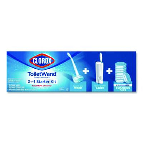 Clorox ToiletWand Disposable Toilet Cleaning System: Handle, Caddy and Refills, White, 6/Carton (03191CT)