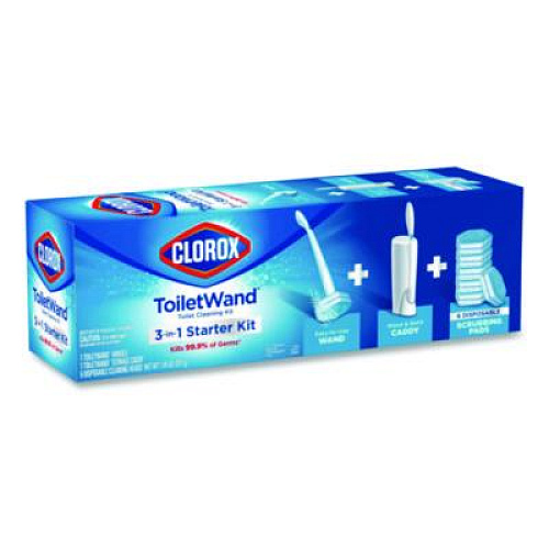Clorox ToiletWand Disposable Toilet Cleaning System: Handle, Caddy and Refills, White, 6/Carton (03191CT)
