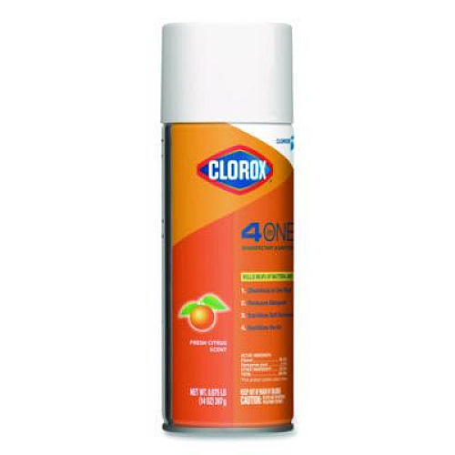 Clorox 4-in-One Disinfectant and Sanitizer, Citrus, 14 oz Aerosol Spray (31043)