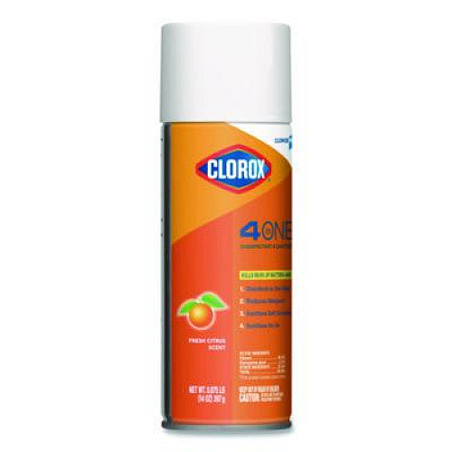 Clorox 4-in-One Disinfectant and Sanitizer, Citrus, 14 oz Aerosol Spray, 12/Carton (31043CT)