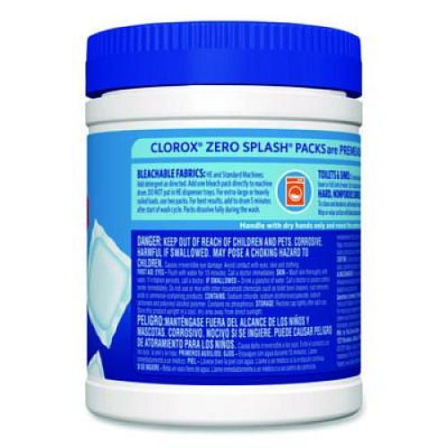 Clorox Zero Splash Bleach Packs, Regular, 12 Packs/Canister, 6 Canisters/Carton (31371)