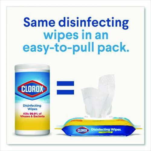 Clorox Disinfecting Cleaning Wipes, Easy Pull Pack, 1-Ply, 8 x 7, Lemon Scent, White, 75 Towels/Box, 6 Boxes/Carton (31404CT)