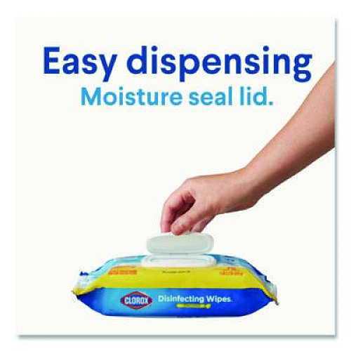 Clorox Disinfecting Cleaning Wipes, Easy Pull Pack, 1-Ply, 8 x 7, Lemon Scent, White, 75 Towels/Box, 6 Boxes/Carton (31404CT)