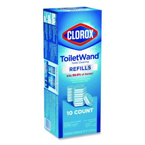 Clorox ToiletWand Toilet Cleaning Refills, Toilet Cleaning Scrubbing Pads, Blue/White, 10/Pack, 6 Packs/Carton (31620)