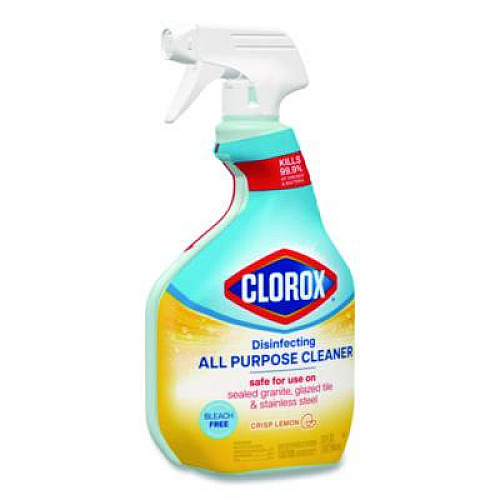 Clorox Disinfecting All Purpose Cleaner Spray, Crisp Lemon Scent, 32 oz Bottle, 9/Carton (60044CT)