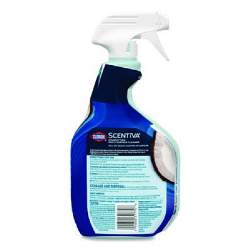 Clorox Scentiva Disinfecting Multi-Surface Cleaner, Bleach Free, Coconut and Waterlily, 32 oz Spray Bottle, 9/Carton (60521CT)