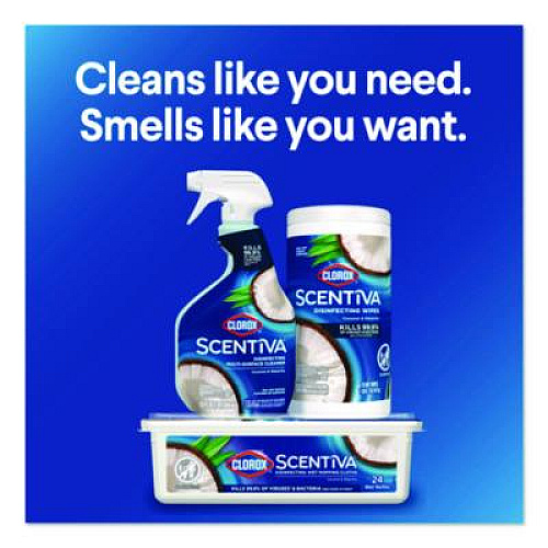 Clorox Scentiva Disinfecting Multi-Surface Cleaner, Bleach Free, Coconut and Waterlily, 32 oz Spray Bottle, 9/Carton (60521CT)
