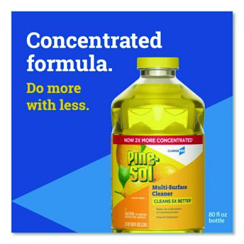 Pine-Sol CloroxPro Multi-Surface Cleaner Concentrated, Lemon Fresh Scent, 80 oz Bottle, 3/Carton (60607CT)