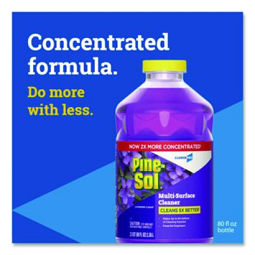 Pine-Sol CloroxPro Multi-Surface Cleaner Concentrated, Lavender Clean Scent, 80 oz Bottle, 3/Carton (60608CT)