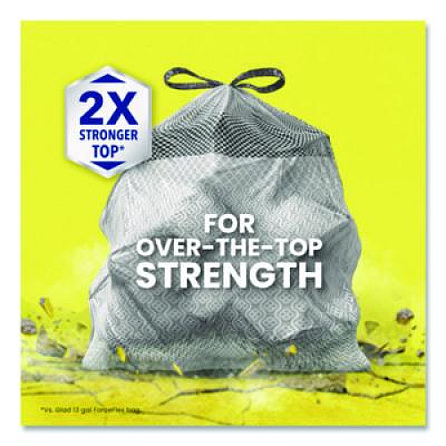 Glad ForceFlex MaxStrength Tall Kitchen Drawstring Trash Bags, 13 gal, Fresh Clean Scent, 24 x 28, White, 34/Box, 6 Boxes/Carton (70320)