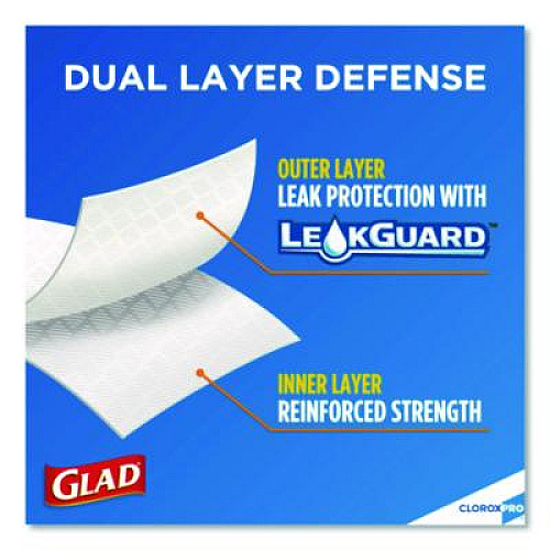Glad CloroxPro ForceFlex Tall Kitchen Drawstring Trash Bags, 13 gal, 24 x 27.38, Gray, 100/Box (78526)