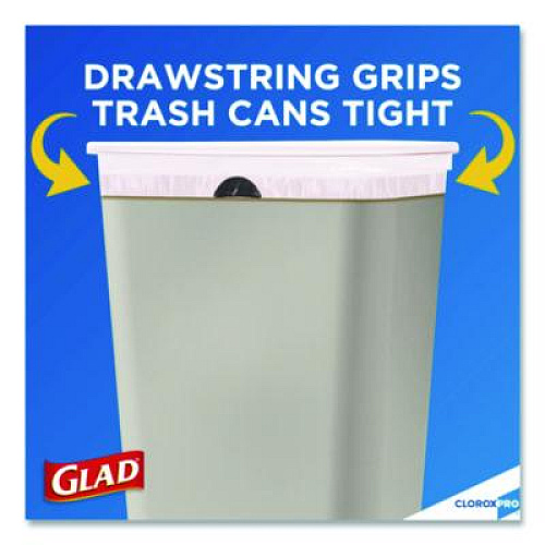 Glad CloroxPro ForceFlex Tall Kitchen Drawstring Trash Bags, 13 gal, 24 x 27.38, Gray, 100/Box (78526)