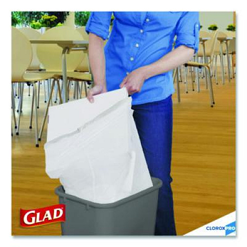 Glad CloroxPro ForceFlex Tall Kitchen Drawstring Trash Bags, 13 gal, 24 x 27.38, Gray, 100/Box (78526)