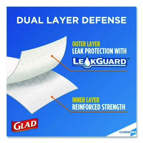 Glad CloroxPro ForceFlex Tall Kitchen Drawstring Trash Bags, 13 gal, 24 x 27.38, Gray, 100 Bags/Box, 4 Boxes/Carton (78526CT)