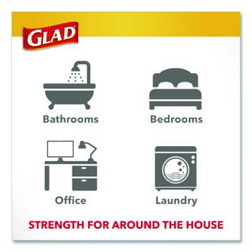 Glad OdorShield Quick-Tie Small Trash Bags, Tie-Flap, 4 gal, Febreze Fresh Clean Scent, 8 x 18, White, 26 Bags/Box, 6 Boxes/Carton (78812)