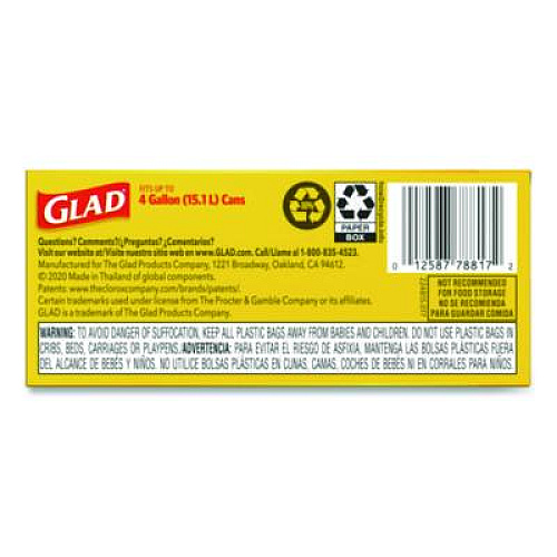 Glad Small Twist-Tie Trash Bags, 4 gal, 0.74 mil, 23 x 21.63, White, 30/Box (78817EA)