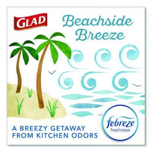 Glad OdorShield Small Drawstring Trash Bags, 4 gal, Beachside Breeze Scent, 0.5 mil, 18" x 17", Blue, 80/Box (79155)