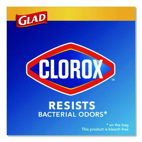 Glad Medium Drawstring Trash Bags with Clorox, 8 gal, Lemon Fresh Bleach Scent, 0.74 mil, 23" x 21.63", Gray, 26/Box (79316)