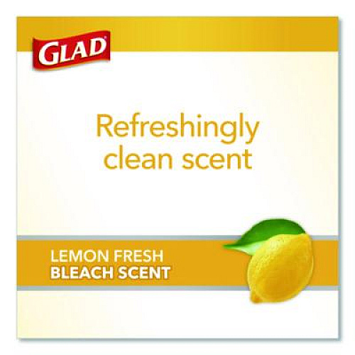 Glad Medium Drawstring Trash Bags with Clorox, 8 gal, Lemon Fresh Bleach Scent, 0.74 mil, 23" x 21.63", Gray, 26/Box (79316)