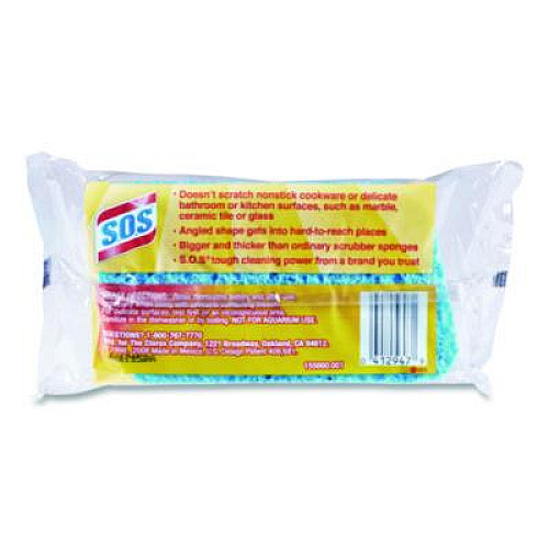 S.O.S. All Surface Scrubber Sponge, 2.5 x 4.5, 0.9" Thick, Dark Blue/Light Blue, 12/Carton (91017)