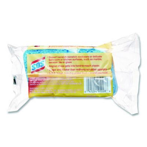 S.O.S. All Surface Scrubber Sponge, 2.5 x 4.5, 0.9" Thick, Dark Blue/Light Blue, 3/Pack, 8 Packs/Carton (91028CT)