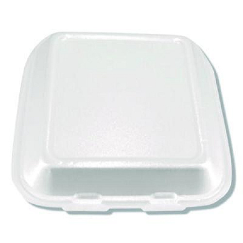 Plastifar Foam Hinged Lid Containers, 3-Compartment, 7.56 x 8.25 x 2.38, White, Foam, 200/Carton (12109)