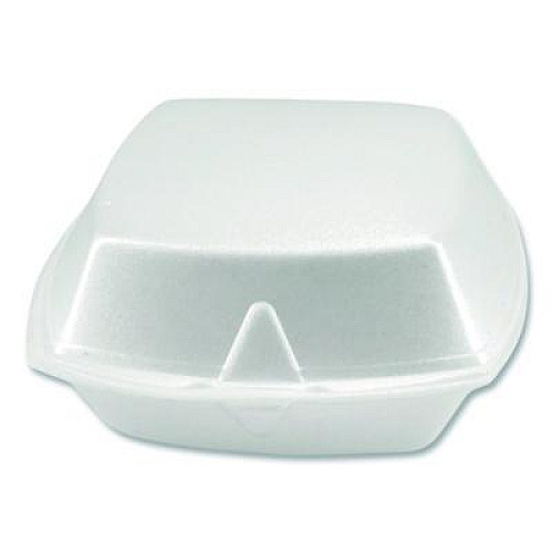 Plastifar Foam Hinged Lid Containers, 6 x 6 x 3, White, Foam, 500/Carton (12175)