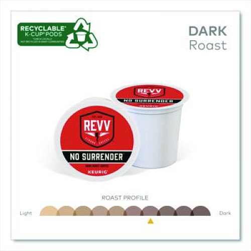 revv NO SURRENDER K-Cup, Dark Roast, K-Cup, 24/Box (6873)