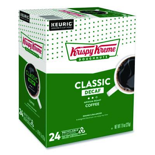 Krispy Kreme Doughnuts Classic Decaf Coffee K-Cups, Medium Roast, 24/Box (6111)
