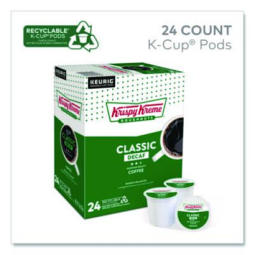 Krispy Kreme Doughnuts Classic Decaf Coffee K-Cups, Medium Roast, 24/Box (6111)