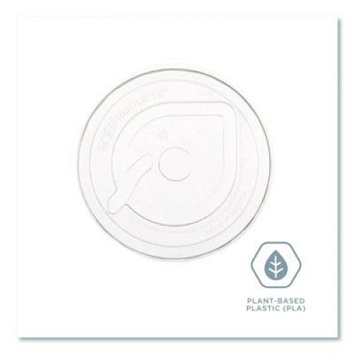 Eco-Products GreenStripe Cold Cup Flat Lids, Fits 9 oz to 24 oz Cold Cups, Plastic, Clear, 100/Pack, 10 Packs/Carton (EPFLCC)