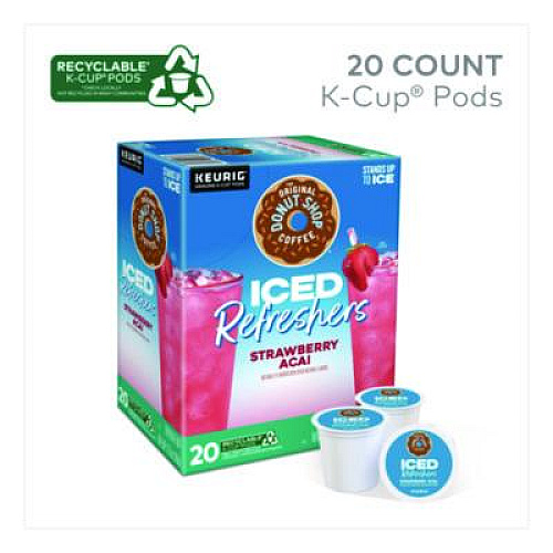 The Original Donut Shop ICED Refreshers K-Cup Pods, Strawberry Acai, 20/Box (0237)