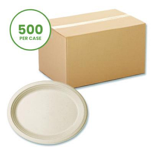 Vegware Nourish Molded Fiber Tableware, Compostable, Platter, Sugarcane, 8 x 10, White, 500/Carton (VWP009NFA)