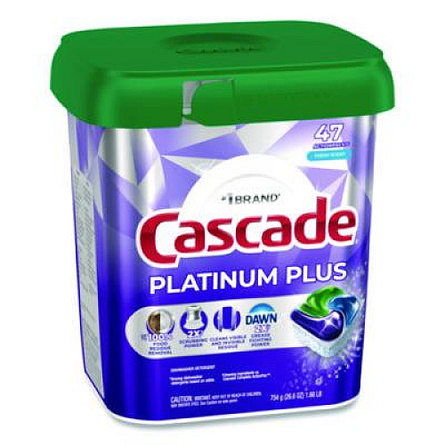 Cascade Platinum Plus ActionPacs Dishwasher Detergent Pods, Fresh Scent, 26.6 oz Tub, 47/Tub, 3 Tubs/Carton (15789CT)