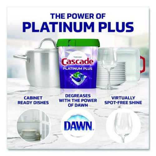Cascade Platinum Plus ActionPacs Dishwasher Detergent Pods, Fresh Scent, 26.6 oz Tub, 47/Tub, 3 Tubs/Carton (15789CT)