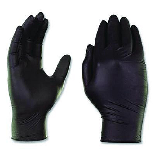 AMMEX Professional Nitrile Exam Gloves, Powder-Free, Small, Black, 100/Box (ABNPF42100BX)