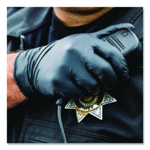 AMMEX Professional Nitrile Exam Gloves, Powder-Free, Small, Black, 100/Box (ABNPF42100BX)