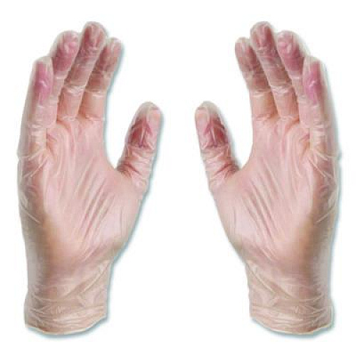 X3 by AMMEX Industrial Vinyl Gloves, Powder-Free, Small, 3 mil Thick, 9.5" Long, Clear, 100/Box (GPX342100BX)